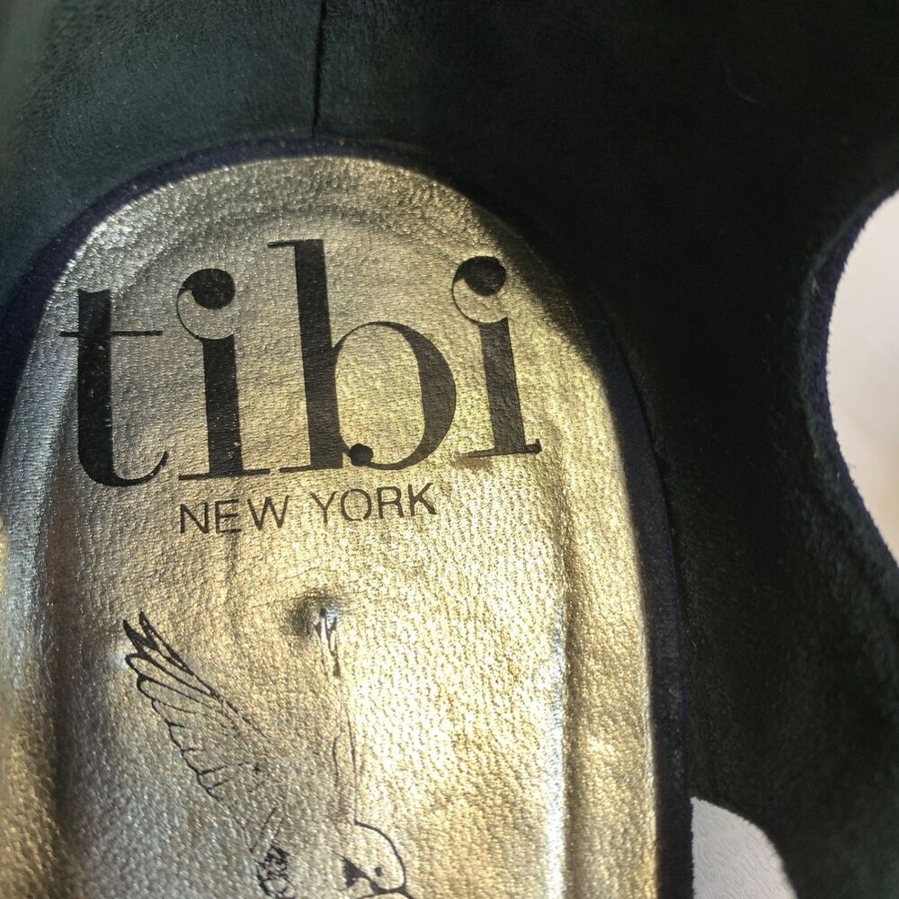 Tibi Fringe Thong Sandals Womens Size 9B Navy Blue Suede Leather - Picture 12 of 12